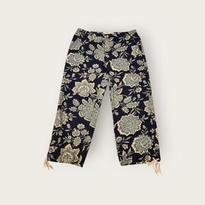 Vintage Y2k Tommy Hilfiger blue tropical floral print low rise capri pants